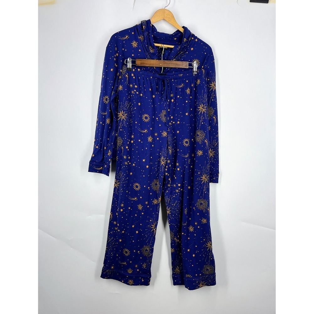 Room Service Womens Celestial Sun Moon Star Pajama Set Long‎ Pant Size L